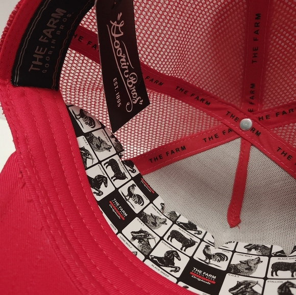 Goorin Bros The Farm SnapBack Trucker Hat Red NEW Rooster Chicken - Picture 6 of 7